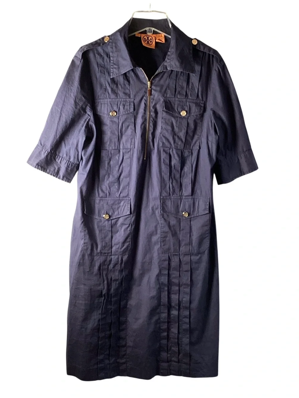Tory Burch Navy Dress with Orange Logo Tag